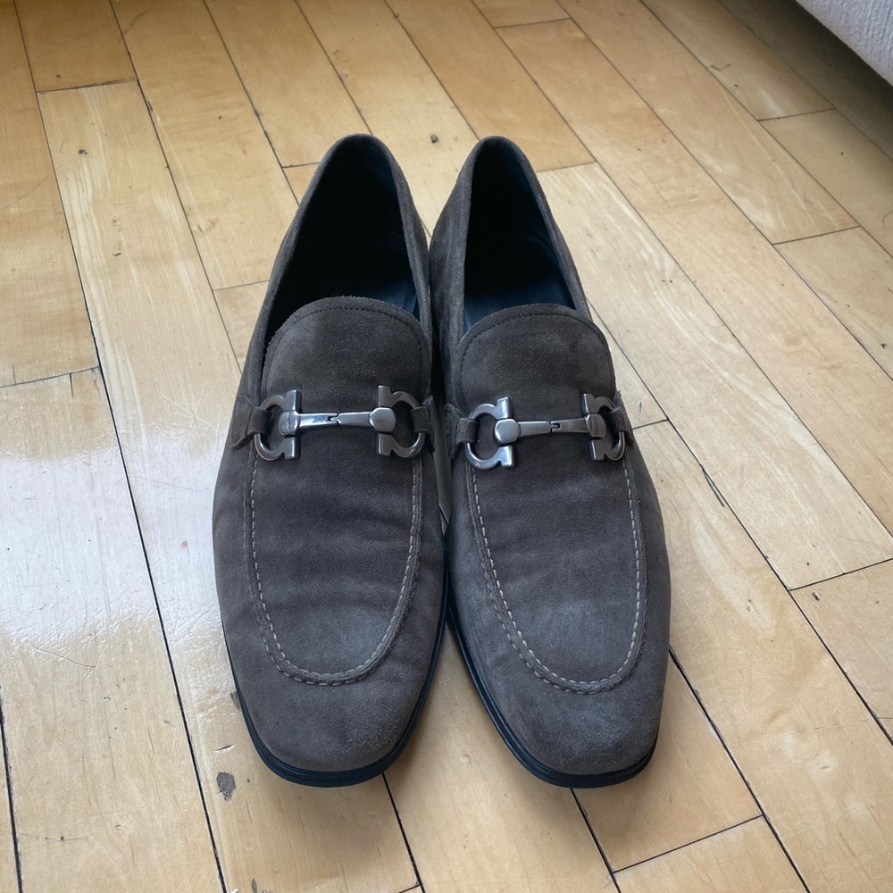 Men’s Ferragamo loafers. Size 12. Grey suede.